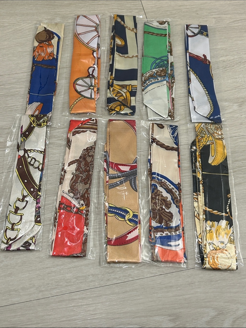 Purse Satin Scarf Set of 10 #19—Various Patterns and Colors